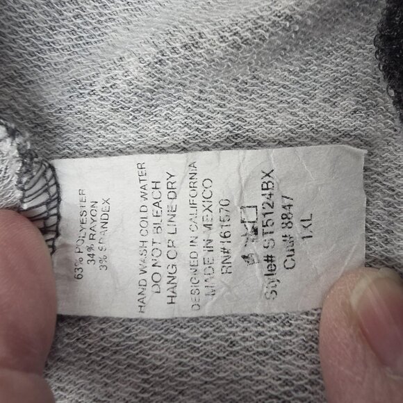 Sugarfox Sweatshirt Womens 1XL Gray Floral Panel Lace Trim Pullover Long Sleeve - Picture 7 of 9